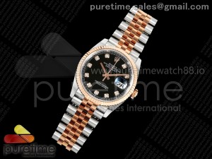DateJust 36 126231 EWEF 1:1 Best Edition Black Diamonds Dial on SS/RG Jubilee Bracelet A3235