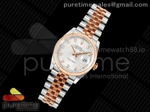 DateJust 36 126231 EWEF 1:1 Best Edition Silver Textured Diamonds Dial on SS/RG Jubilee Bracelet A3235