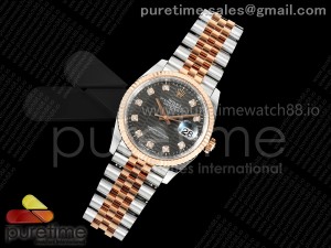 DateJust 36 126231 EWEF 1:1 Best Edition Gray Textured Diamonds Dial on SS/RG Jubilee Bracelet A3235