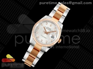 DateJust 36 126231 EWEF 1:1 Best Edition Silver Textured Diamonds Dial on SS/RG Oyster Bracelet A3235