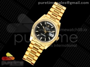 Day Date 40 YG 228238 DIWF 1:1 Best Edition Black Stick Dial on President Bracelet A23J