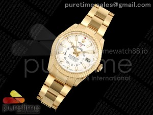Skydweller 336938 YG Noob 1:1 Best Edition White Dial on YG Oyster Bracelet A9002 V2
