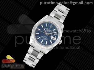DateJust 41 126334 JQF 1:1 Best Edition 904L Steel Blue Textured Stick Dial on Oyster Bracelet VR3235