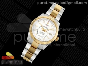 Skydweller 336933 SS/YG Noob 1:1 Best Edition White Dial on SS/YG Oyster Bracelet A9002 V2