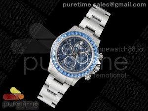 Daytona Artisans SS GETF Best Edition Blue Skeleton Dial Diamonds Bezel on SS Bracelet DD4802
