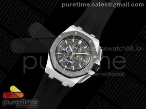 Royal Oak Offshore 44mm Black Ceramic Bezel APF 1:1 Best Edition Gray/Black Dial on Black Rubber Strap A3126 V2