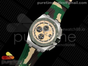 Royal Oak Offshore 44mm Green Ceramic Bezel APF 1:1 Best Edition Cream Dial on Green Camou Strap A3126 V2