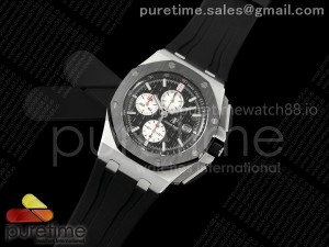 Royal Oak Offshore 44mm Black Ceramic Bezel APF 1:1 Best Edition Black/White Dial on Black Rubber Strap A3126 V2