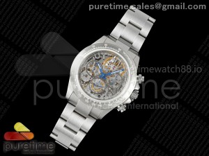 Daytona Artisans de Geneve SS ADGF Best Edition Skeleton Dial Crystal Bezel on SS Bracelet SA4130