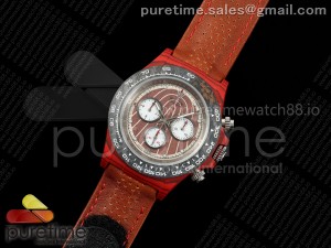 Daytona DIW Red Carbon DIWF Best Edition Wood Dial Black Carbon Bezel on Brown Leather Strap DD4801