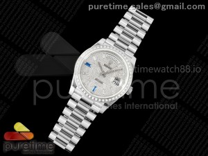 DayDate 40 SS QF 1:1 Best Edition Full Diamonds Dial Diamonds Bezel on President Bracelet A2836 V5 (Gain Weight)