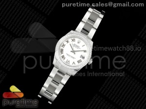 DateJust 31 SS ARF 1:1 Best Edition White Roman Dial Diamonds Bezel on Oyster Bracelet ETA2688