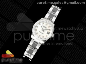 DateJust 31 SS ARF 1:1 Best Edition White MOP Diamonds Dial Diamonds Bezel on Oyster Bracelet ETA2688
