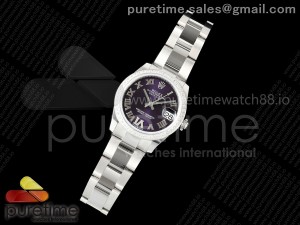 DateJust 31 SS ARF 1:1 Best Edition Purple Roman Dial Diamonds Bezel on Oyster Bracelet ETA2688