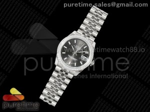 DateJust 31 SS ARF 1:1 Best Edition Gray Stick Dial Diamonds Bezel on Jubilee Bracelet ETA2688