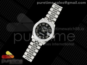 DateJust 31 SS ARF 1:1 Best Edition Black Roman Dial Diamonds Bezel on Jubilee Bracelet ETA2688