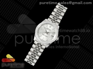 DateJust 31 SS ARF 1:1 Best Edition Silver Stick Dial Diamonds Bezel on Jubilee Bracelet ETA2688