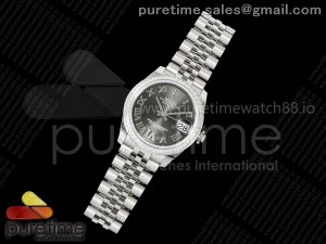 DateJust 31 SS ARF 1:1 Best Edition Gray Roman Dial Diamonds Bezel on Jubilee Bracelet ETA2688