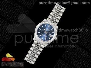 DateJust 31 SS ARF 1:1 Best Edition Blue Stick Dial Diamonds Bezel on Jubilee Bracelet ETA2688