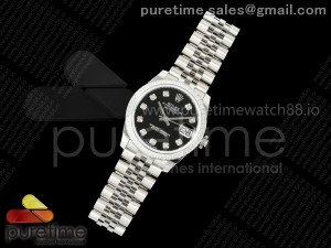 DateJust 31 SS ARF 1:1 Best Edition Black Diamonds Dial Diamonds Bezel on Jubilee Bracelet ETA2688