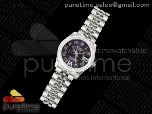 DateJust 31 SS ARF 1:1 Best Edition Purple Roman Dial Diamonds Bezel on Jubilee Bracelet ETA2688