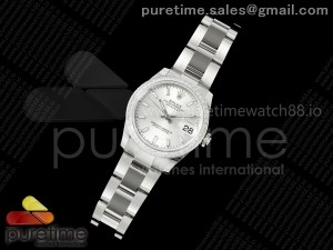 DateJust 31 SS ARF 1:1 Best Edition Silver Stick Dial Diamonds Bezel on Oyster Bracelet ETA2688