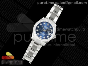 DateJust 31 SS ARF 1:1 Best Edition Blue Diamonds Dial Diamonds Bezel on Oyster Bracelet ETA2688