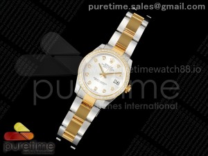 DateJust 31 SS/YG ARF 1:1 Best Edition Silver Diamonds Dial Diamonds Bezel on Oyster Bracelet ETA2688