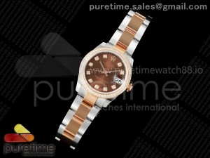 DateJust 31 SS/RG ARF 1:1 Best Edition Brown Diamonds Dial Diamonds Bezel on Oyster Bracelet ETA2688