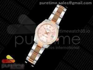 DateJust 31 SS/RG ARF 1:1 Best Edition Pink Stick Dial Diamonds Bezel on Oyster Bracelet ETA2688
