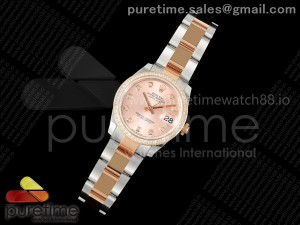DateJust 31 SS/RG ARF 1:1 Best Edition Pink Diamonds Dial Diamonds Bezel on Oyster Bracelet ETA2688