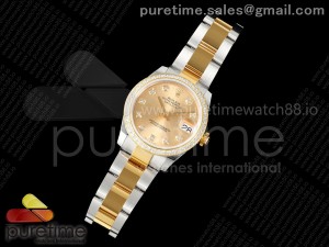DateJust 31 SS/YG ARF 1:1 Best Edition YG Diamonds Dial Diamonds Bezel on Oyster Bracelet ETA2688