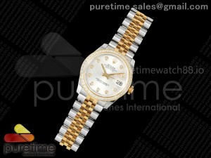 DateJust 31 SS/YG ARF 1:1 Best Edition Silver Diamonds Dial Diamonds Bezel on Jubilee Bracelet ETA2688