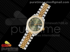 DateJust 31 SS/YG ARF 1:1 Best Edition Green Roman Dial Diamonds Bezel on Jubilee Bracelet ETA2688