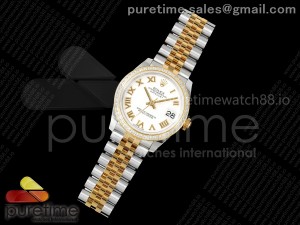DateJust 31 SS/YG ARF 1:1 Best Edition White Roman Dial Diamonds Bezel on Jubilee Bracelet ETA2688