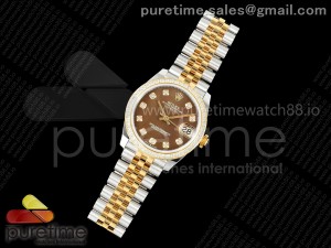 DateJust 31 SS/YG ARF 1:1 Best Edition Brown Diamonds Dial Diamonds Bezel on Jubilee Bracelet ETA2688