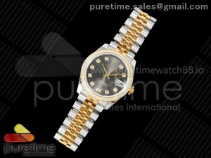 DateJust 31 SS/YG ARF 1:1 Best Edition Gray Diamonds Dial Diamonds Bezel on Jubilee Bracelet ETA2688