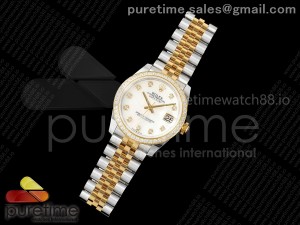 DateJust 31 SS/YG ARF 1:1 Best Edition White MOP Diamonds Dial Diamonds Bezel on Jubilee Bracelet ETA2688