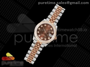 DateJust 31 SS/RG ARF 1:1 Best Edition Brown Diamonds Dial Diamonds Bezel on Jubilee Bracelet ETA2688