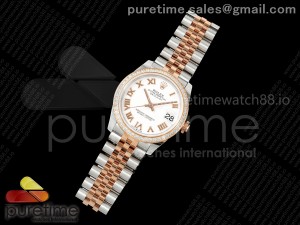 DateJust 31 SS/RG ARF 1:1 Best Edition White Roman Dial Diamonds Bezel on Jubilee Bracelet ETA2688