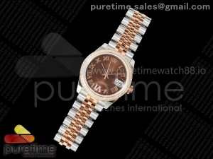 DateJust 31 SS/RG ARF 1:1 Best Edition Brown Roman Dial Diamonds Bezel on Jubilee Bracelet ETA2688