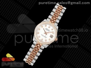 DateJust 31 SS/RG ARF 1:1 Best Edition White MOP Diamonds Dial Diamonds Bezel on Jubilee Bracelet ETA2688