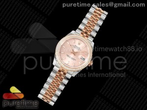 DateJust 31 SS/RG ARF 1:1 Best Edition Pink Stick Dial Diamonds Bezel on Jubilee Bracelet ETA2688