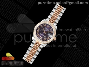 DateJust 31 SS/RG ARF 1:1 Best Edition Purple Roman Dial Diamonds Bezel on Jubilee Bracelet ETA2688