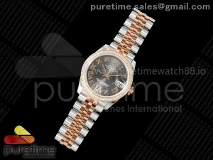 DateJust 31 SS/RG ARF 1:1 Best Edition Gray Roman Dial Diamonds Bezel on Jubilee Bracelet ETA2688