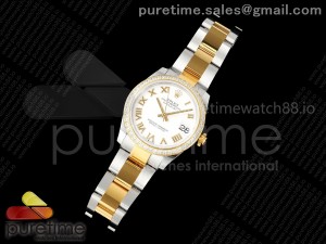DateJust 31 SS/YG ARF 1:1 Best Edition White Roman Dial Diamonds Bezel on Oyster Bracelet ETA2688