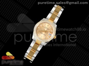 DateJust 31 SS/YG ARF 1:1 Best Edition YG Stick Dial Diamonds Bezel on Oyster Bracelet ETA2688