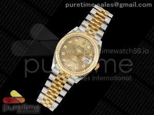 DateJust 36 SS/YG 126233 VSF 1:1 Best Edition 904L Steel YG Textured Diamonds Dial on Jubilee Bracelet VS3235