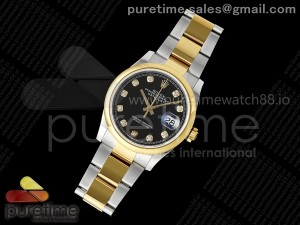 DateJust 36 126203 RSF 1:1 Best Edition Black Diamonds Dial on SS/YG Oyster Bracelet A3235
