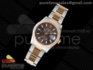 DateJust 36 126201 RSF 1:1 Best Edition Brown Stick Dial on SS/RG Oyster Bracelet A3235